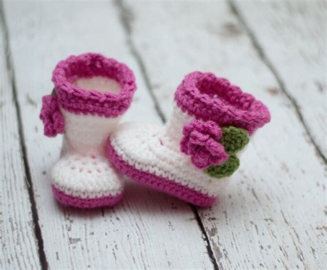 Crochet Baby Boots Crochet Baby Booties Booties With Flower | Etsy