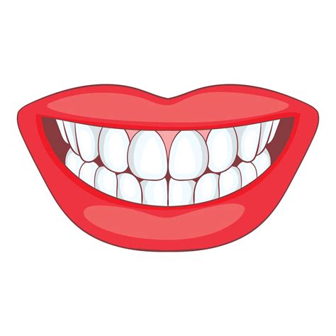 Smile with white tooth icon, cartoon style 14676517 Vector Art at Vecteezy