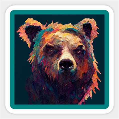 Grumpy Grizzly Bear Head - Grizzly Bear - Sticker | TeePublic