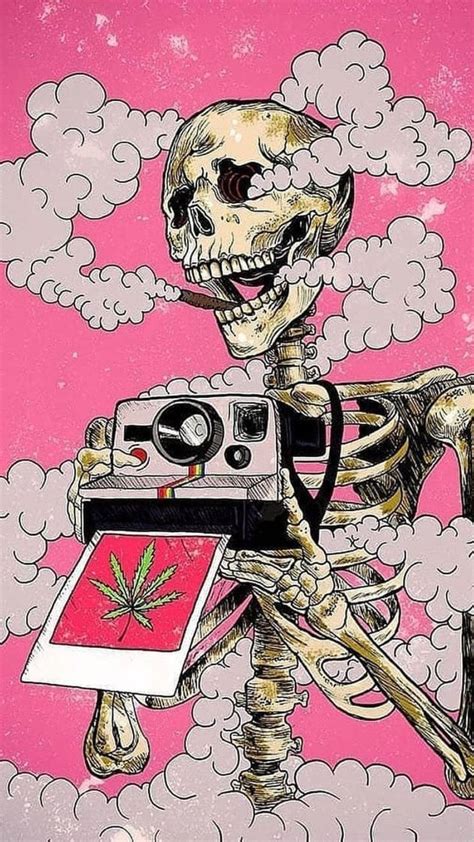 Download Smoked Skeleton Cameraman Weed Aesthetic Wallpaper | Wallpapers.com