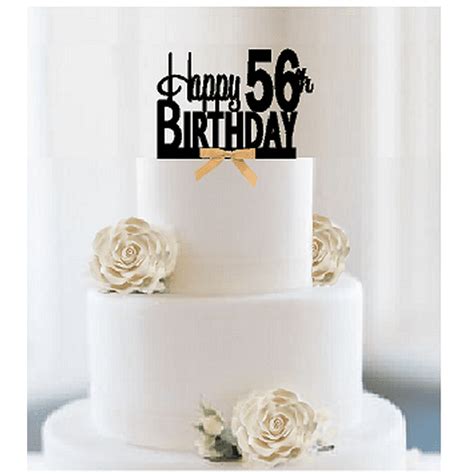 Item#056CTGR - Happy 56th Birthday Elegant Cake Decoration Topper with Gold Bow - Walmart.com ...