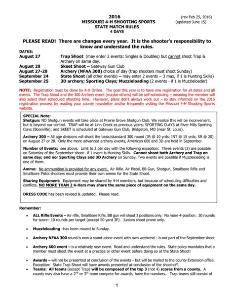Shooting Sports State Shoot Rules - Missouri 4-H