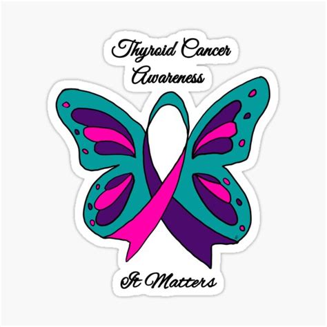 "Thyroid Cancer Awareness Butterfly Ribbon" Sticker for Sale by ...