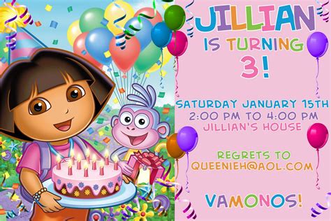 Printable Dora Birthday Party Invitations - Invitation Design Blog