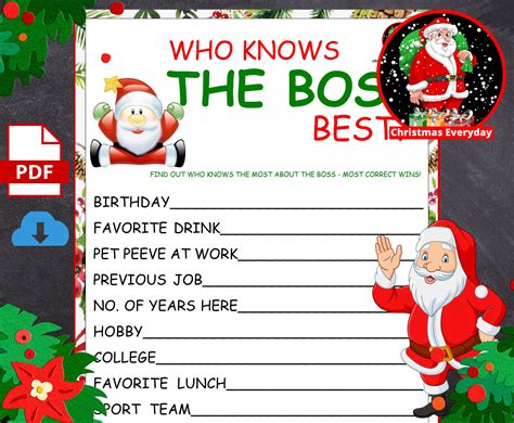 Holiday Office Party Who Knows the Boss Best Game Fun Xmas - Etsy UK