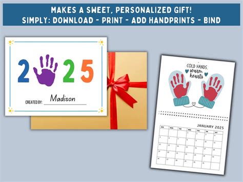 2025 Handprint Calendar Printable Handprint Craft Handprint Keepsake ...