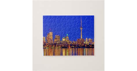 Downtown Toronto skyline at night Jigsaw Puzzle | Zazzle