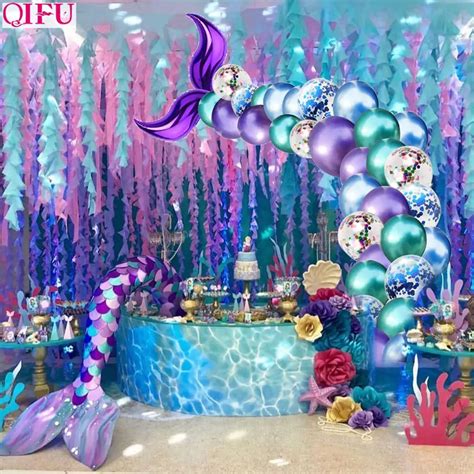 QIFU Little Mermaid Tail Balloon Mermaid Party Supplies Mermaid Decor Mermaid Birthday Party ...