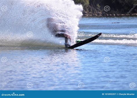 Silhouette water skier ! stock image. Image of canada - 101895397