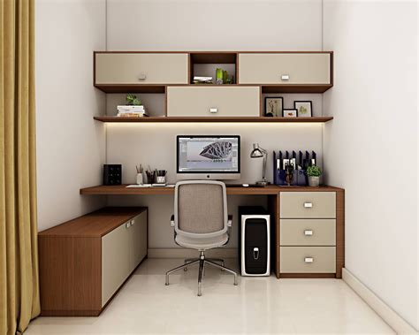 Modern Home Office Design With Efficient Storage And Wooden Workdesk ...