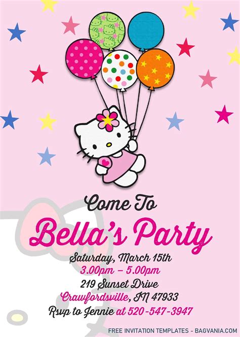 Hello Kitty Invitation Templates - Editable With MS Word | Hello kitty ...