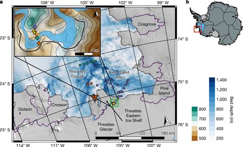 Map of Thwaites Glacier and location of the observations used in this... | Download Scientific ...