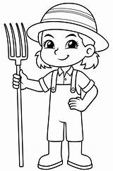 Girl With A pitchfork Coloring Page  Free And Printable sketch template
