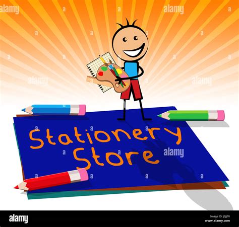 Stationery Store Paper Displays Office Supplies Shops 3d Illustration Stock Photo - Alamy