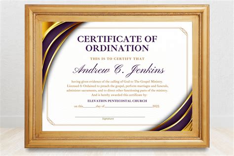 Pastor ordination certificate editable certificate of ordination template church certificate of ...