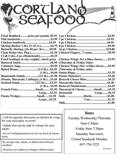 Cortland Seafood - Cooked: To Go