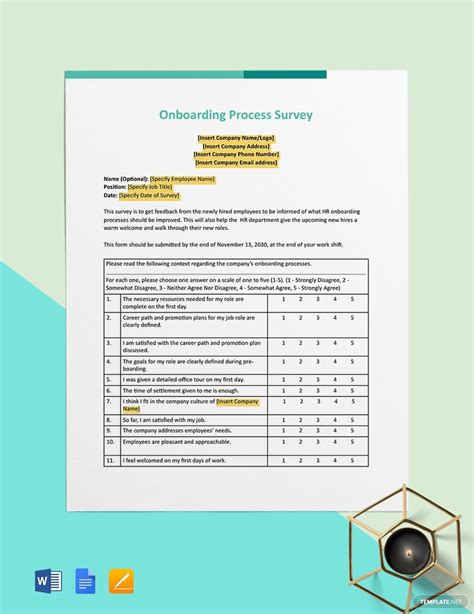 the onboarding process survey is shown on top of a piece of paper next ...