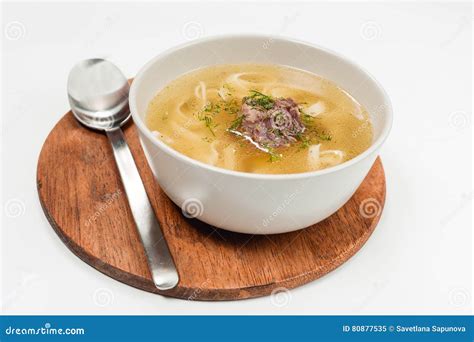 Chicken soup on white stock image. Image of bouillon - 80877535