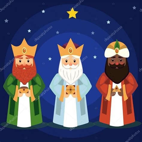 Vector ilustración de los tres Reyes Magos caspar, melchior y balthasar ...