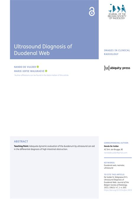 (PDF) Images in Clinical Radiology: Ultrasound Diagnosis of Duodenal Web