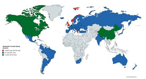 Map of Tornado Rating Systems Around The World : r/MapPorn