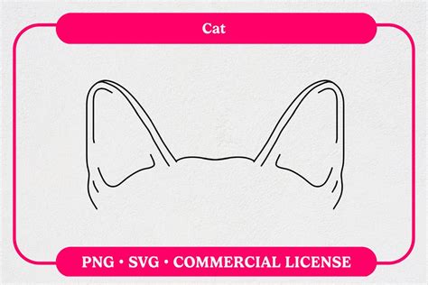 Standard Cat Ears Outline SVG, PNG Digital Download for Cricut and ...