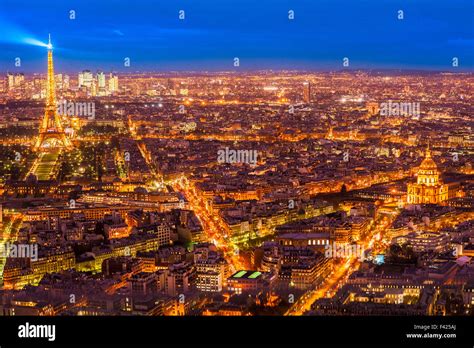 Aerial view of Paris at night, France Stock Photo - Alamy