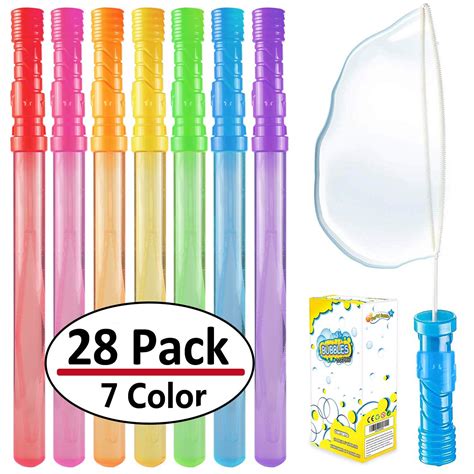 Bubble Wand, 28 Pack 14’’ Big Bubble Wands Bulk(7 Colors), Non-Toxic ...