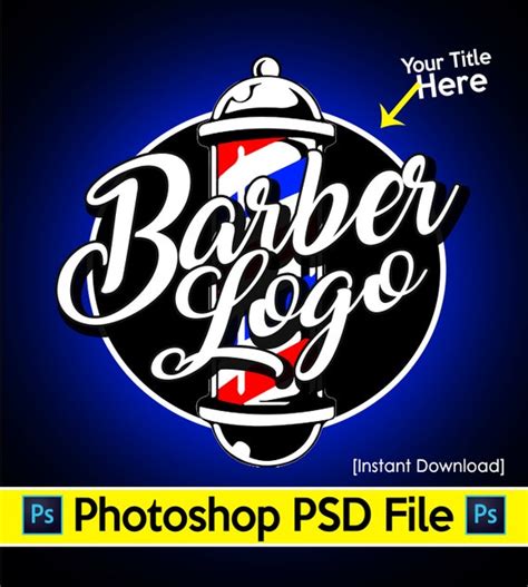 Barber Logo PSD file Barber Shop Log Design | Etsy