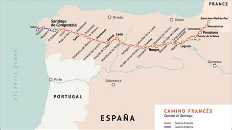 Mapa del Camino de Santiago Francés :: Albergues del Camino de santiago | Camino de santiago ...