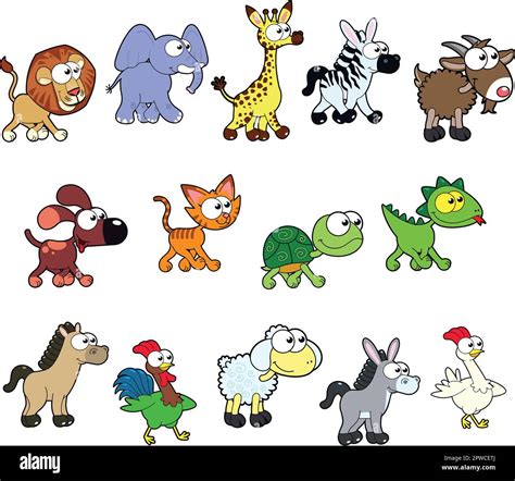 Group of funny animals. Vector, cartoon isolated characters Stock ...