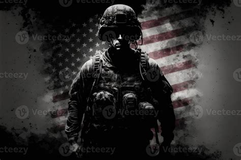 US American flag on soldier background. 21827365 Stock Photo at Vecteezy