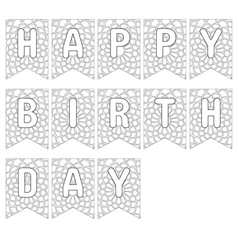 Happy Birthday Banner Printable Black And White