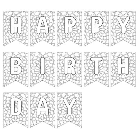 Happy Birthday Banner Coloring Page Printable Banner Template | Images and Photos finder