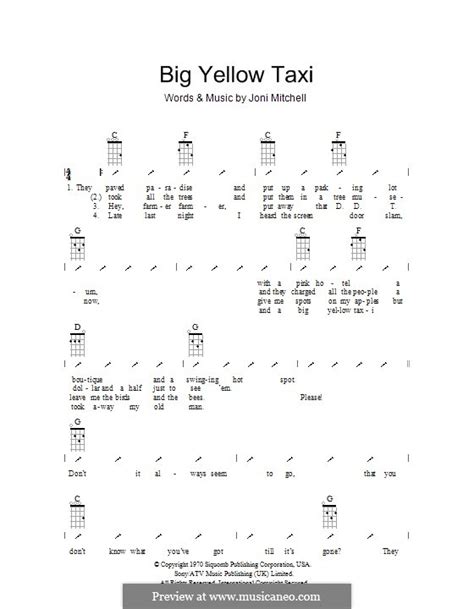 Big Yellow Taxi by J. Mitchell - sheet music on MusicaNeo