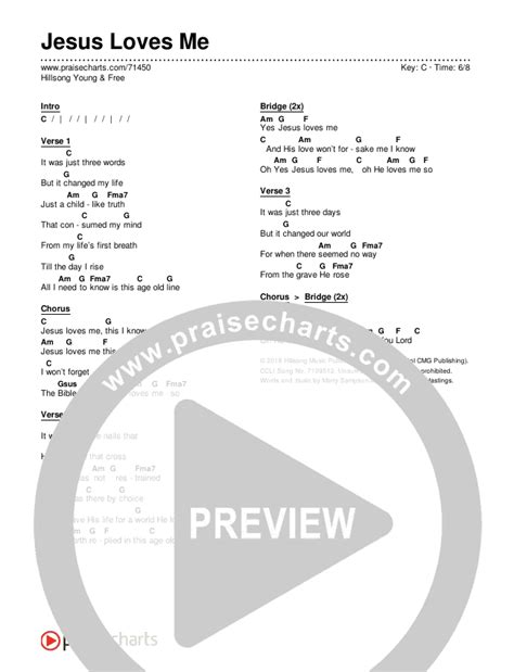 Jesus Loves Me Chords PDF (Hillsong Young & Free) - PraiseCharts