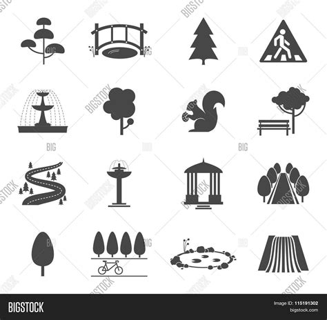 Park Icons Vector Set Vector & Photo | Bigstock