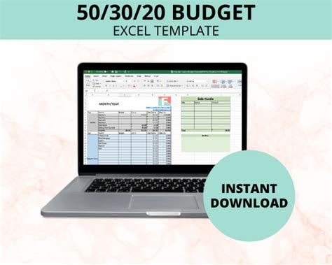 50/30/20 Monthly Budget Excel Template – Freedom In A Budget