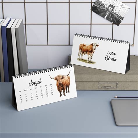 2024 Spiral Desk Calendar, 2024 Farm Animals Desk Calendar, 12 Month Calendar, Barn Yard Desk ...