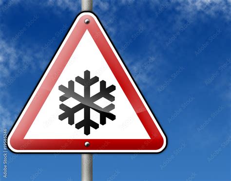 Warning Sign "Ice" with blue sky background Stock Illustration | Adobe ...