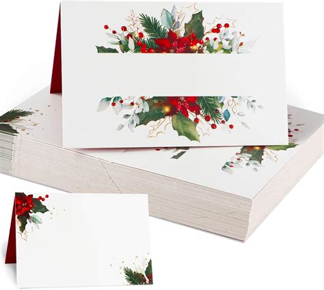 50 Packs Christmas Place Cards with Christmas Leaves Christmas Table ...