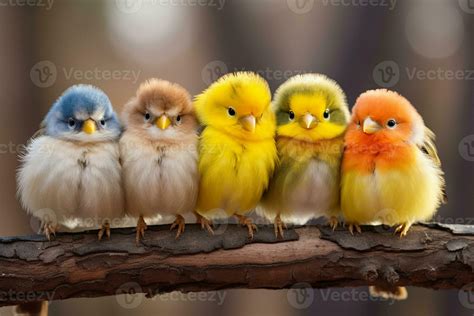 Cute Little Birds Perched on a Branch. Generative By Ai 29507411 Stock ...