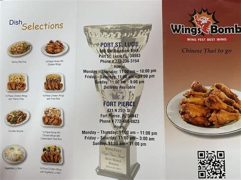 Menu at Wings Bomb restaurant, Port St. Lucie, 980 SW Bayshore Blvd