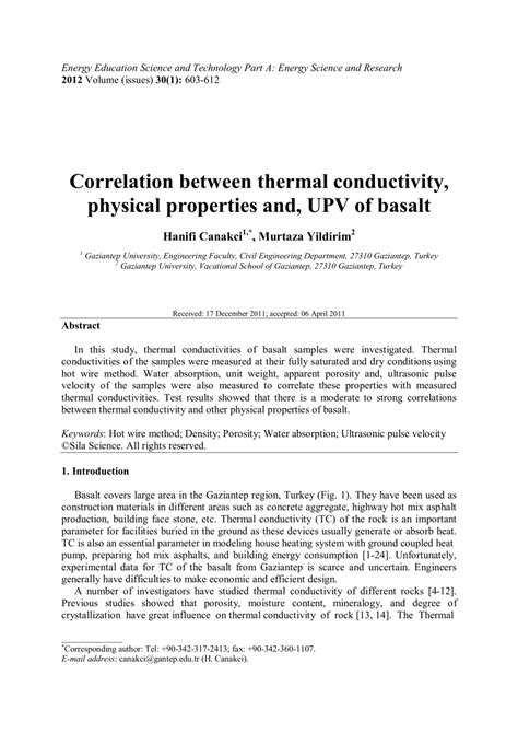 (PDF) Correlation between thermal conductivity, physical properties and ...