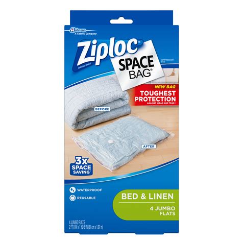 Ziploc Space Bags, Jumbo Flat, 4 ct - Walmart.com - Walmart.com