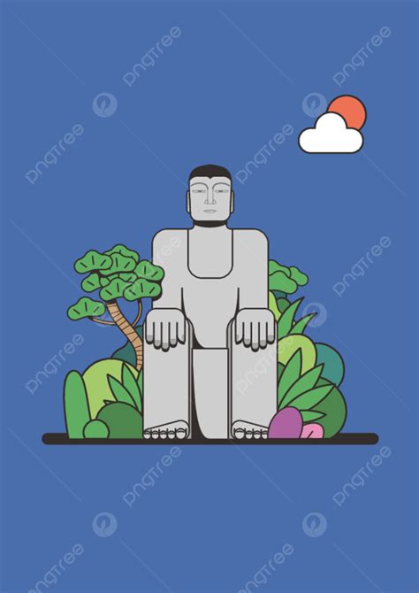 Sichuan Leshan Giant Buddha Flat Illustration Element, Design Elements, Edge Illustration ...