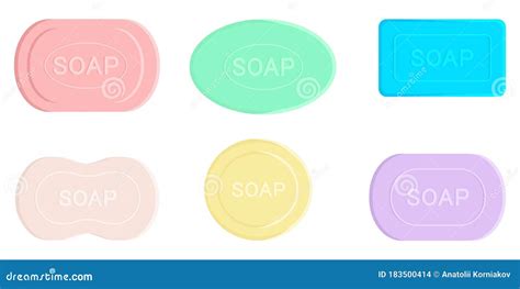 Colored Soap Set. Soaps of Various Shapes Stock Vector - Illustration ...