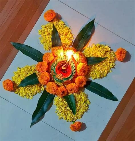 31 Flower Rangoli Designs For Diwali And Other Occasions