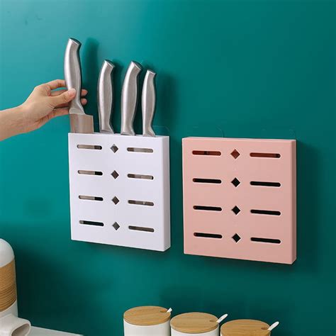 Windfall Wall Mounted Knife Holder,Self-Adhesive Knife Blocks,Plastic Kitchen Knife Storage ...