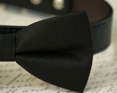 Black dog bow tie Collar- Leather dog collar - Pet wedding accessory , – LA Dog Store